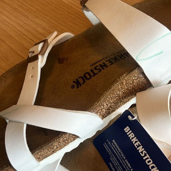 NWT Birkenstock Mayari White Birko-Flor Leather Slide Sandals 9- 9-5 NARROW - Picture 10 of 10